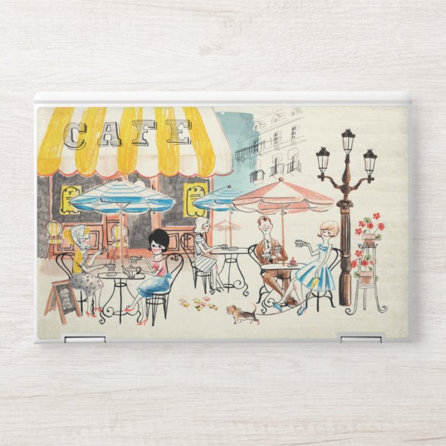 Cute France Café Scene Sketch HP Laptop Skin (Front)