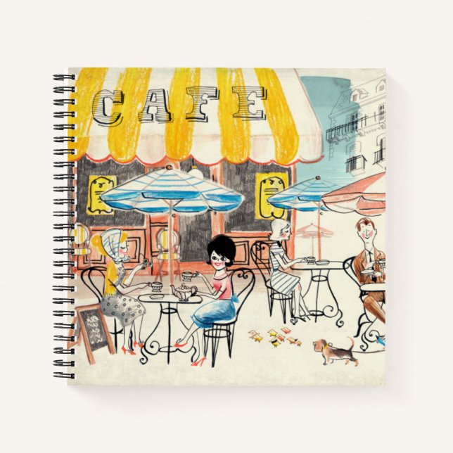 Cute France Café Scene Sketch Notebook (Front)