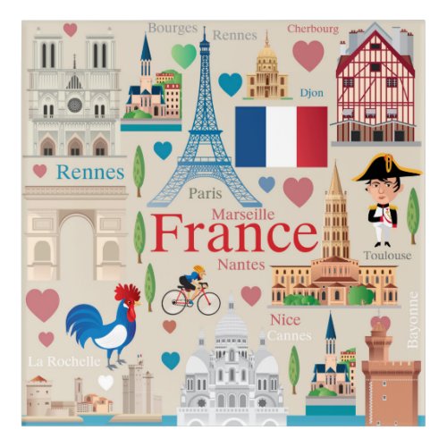Cute France Icons Acrylic Print