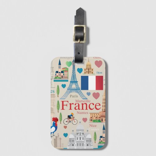 Cute France Icons Luggage Tag