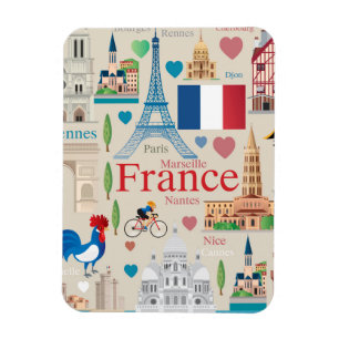 Cute France Icons Magnet