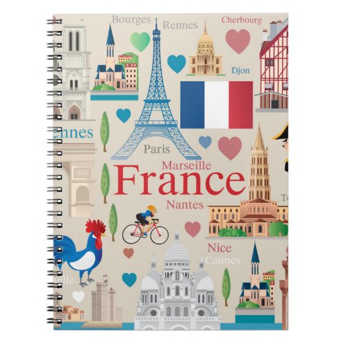 Cute France Icons Notebook