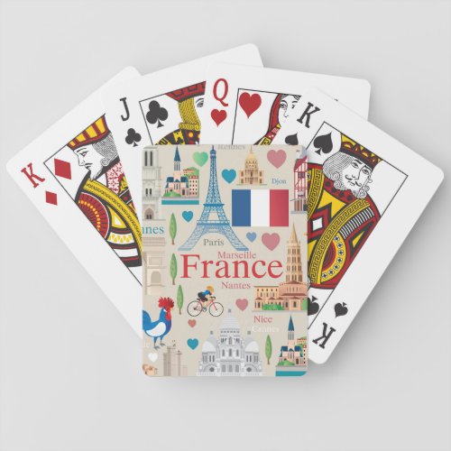 Cute France Icons Playing Cards