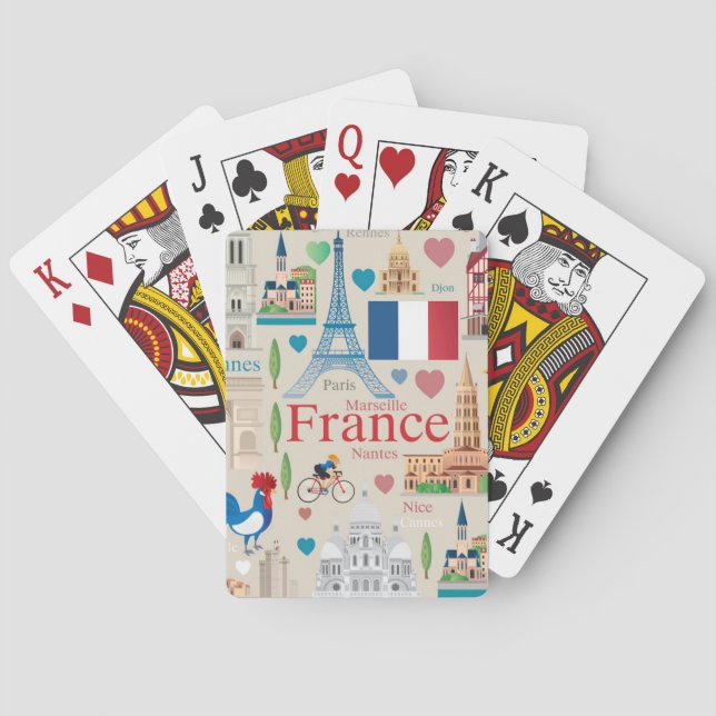 Cute France Icons Poker Cards (Back)