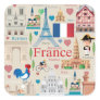 Cute France Icons Square Sticker