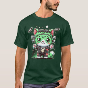 Cute Frankenstein Baby Cat Monster Halloween Kitte T-Shirt