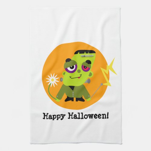 Cute Frankenstein Halloween Cartoon Kitchen Towel
