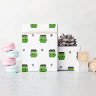 CUTE FRANKENSTEIN HEAD PATTERN WRAPPING PAPER
