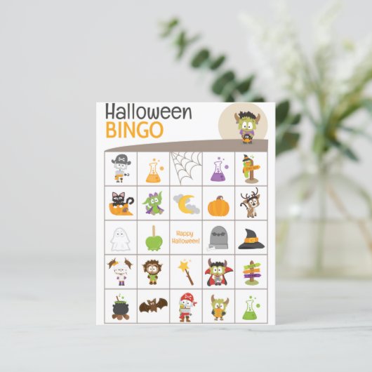 Cute Frankenstein & Spider Halloween BINGO Board! (Standing Front)