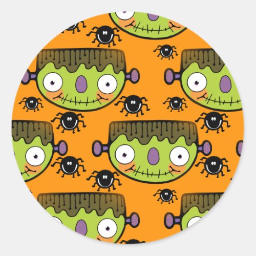 Cute Frankenstein Spider Halloween Classic Round Sticker
