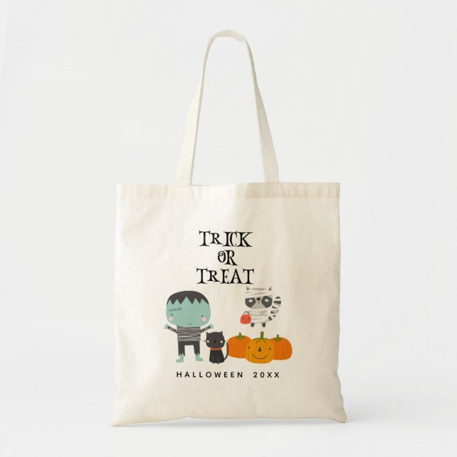 Cute Frankenstein trick or treat halloween  Tote Bag (Front)