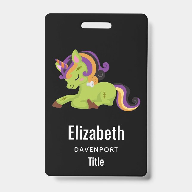 Cute Frankenstein Unicorn Halloween Badge (Front)