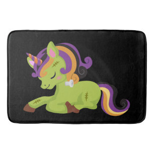 Cute Frankenstein Unicorn Halloween Bath Mat