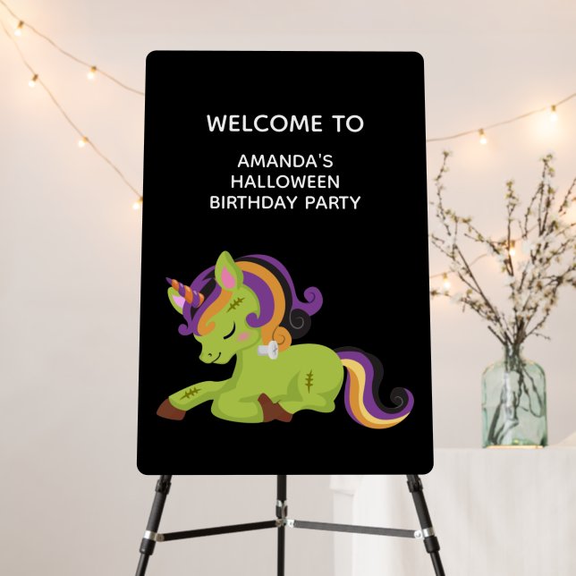 Cute Frankenstein Unicorn Halloween Birthday Foam Board (In Situ (Stand))