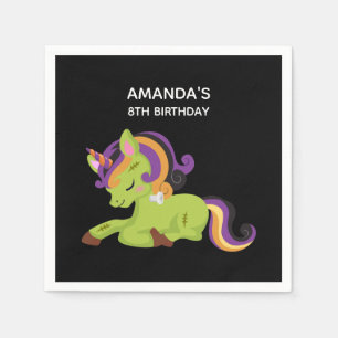 Cute Frankenstein Unicorn Halloween Birthday Napkins