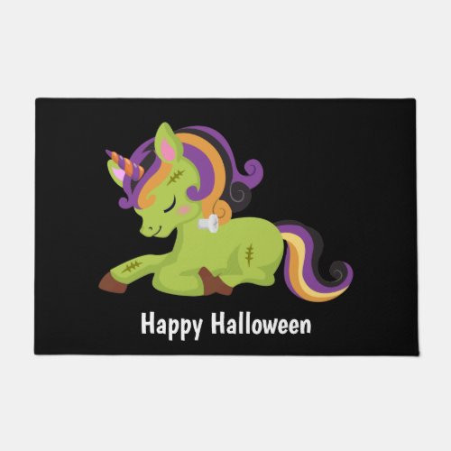 Cute Frankenstein Unicorn Halloween Doormat