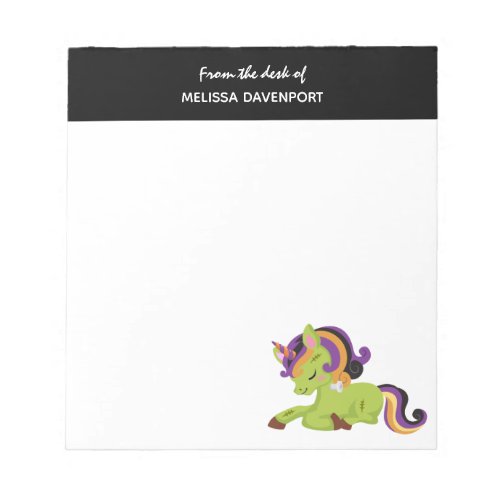 Cute Frankenstein Unicorn Halloween Drawing Notepad