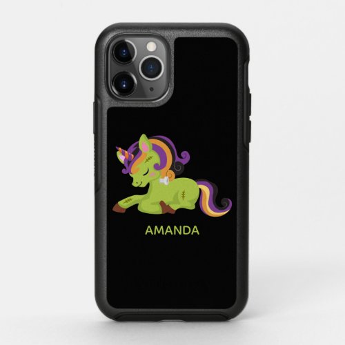 Cute Frankenstein Unicorn Halloween Drawing OtterBox Symmetry iPhone 11 Pro Case
