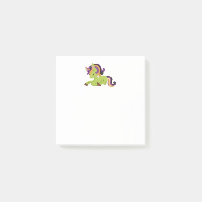 Cute Frankenstein Unicorn Halloween Drawing Post-it Notes (Front)