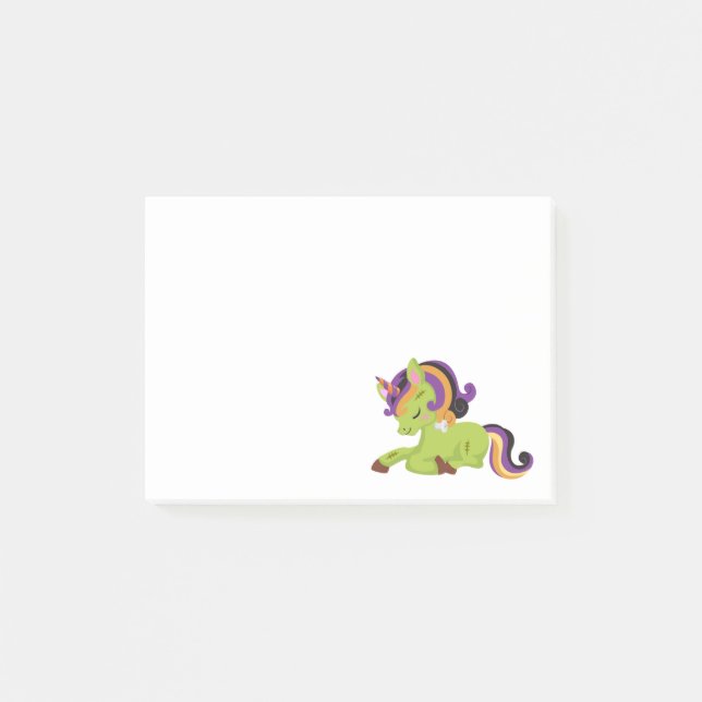 Cute Frankenstein Unicorn Halloween Drawing Post-it Notes (Front)