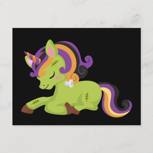 Cute Frankenstein Unicorn Halloween Drawing Postcard