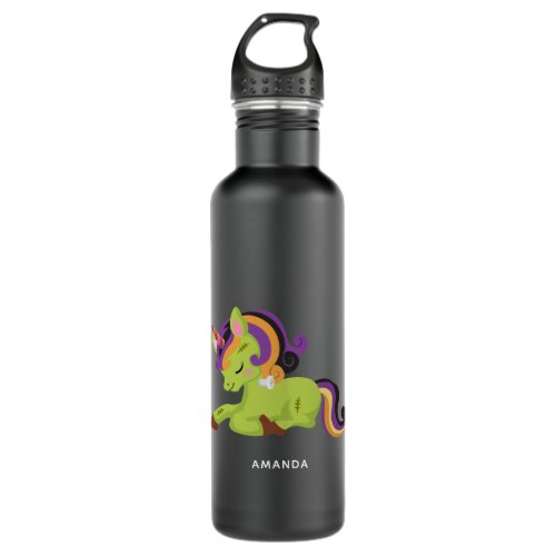 Cute Frankenstein Unicorn Halloween Drawing Stainless Steel Water Bottle