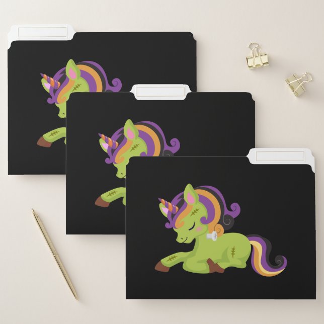 Cute Frankenstein Unicorn Halloween File Folder (Set)