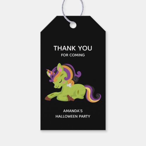 Cute Frankenstein Unicorn Halloween Gift Tags