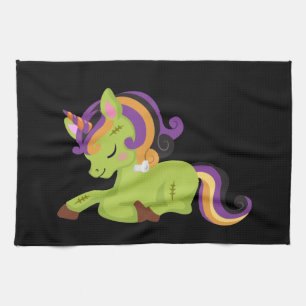 Cute Frankenstein Unicorn Halloween Kitchen Towel