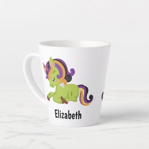 Cute Frankenstein Unicorn Halloween Latte Mug