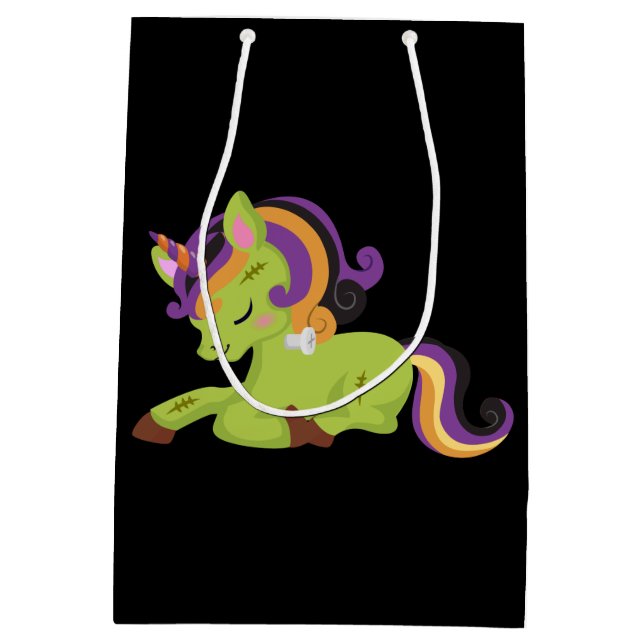Cute Frankenstein Unicorn Halloween Medium Gift Bag (Back)