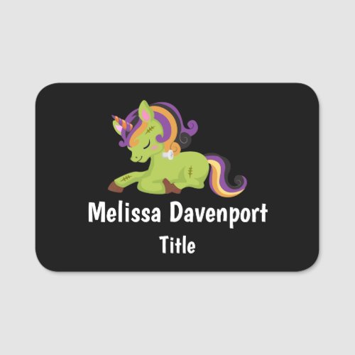 Cute Frankenstein Unicorn Halloween Name Tag