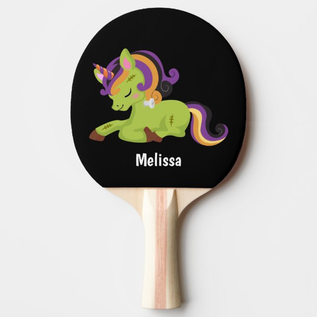Cute Frankenstein Unicorn Halloween Ping Pong Paddle (Front)