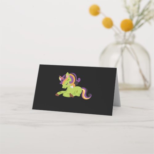 Cute Frankenstein Unicorn Halloween Place Card