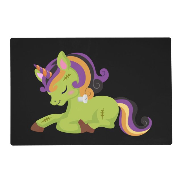 Cute Frankenstein Unicorn Halloween Placemat (Front)