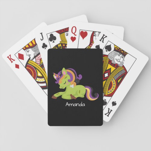 Cute Frankenstein Unicorn Halloween Playing Cards