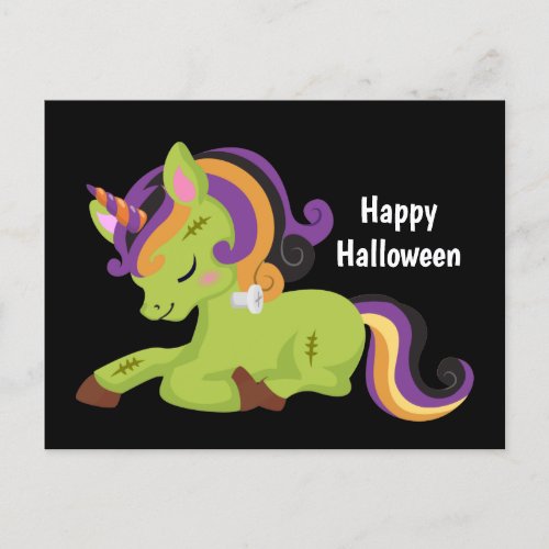 Cute Frankenstein Unicorn Halloween Postcard