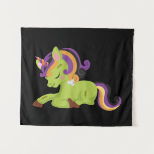 Cute Frankenstein Unicorn Halloween Tapestry