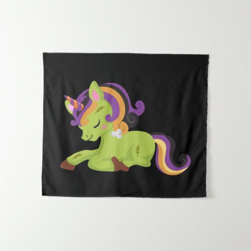 Cute Frankenstein Unicorn Halloween Tapestry