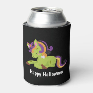 Cute Frankenstein Unicorn Happy Halloween Can Cooler