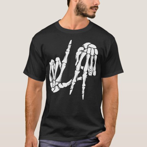 Cute Freaky Los Angeles Hand Sign Skeleton LA Gift T_Shirt