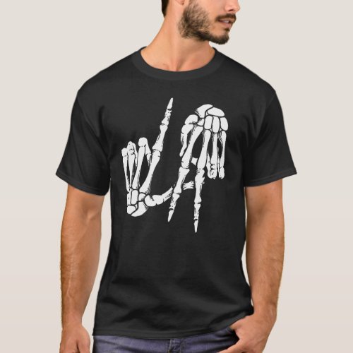 Cute Freaky Los Angeles Hand Sign Skeleton LA T_Shirt
