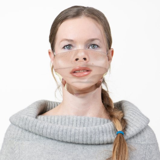 cute freckles girl happy smile lips adult cloth face mask (Worn)