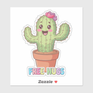 Cute free hugs Cactus Sticker