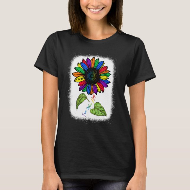 Cute Free Mom Hugs Rainbow Sunflower Lgbtq Pride M T-Shirt (Front)