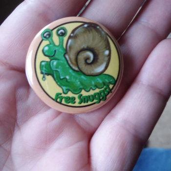 Cute Free Snuggs Snail Hug Emote Button by Shadowind_ErinCooper at Zazzle