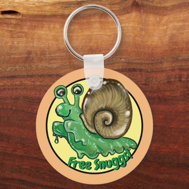 Cute Free Snuggs Snail Hug Emote Keychain (Front)