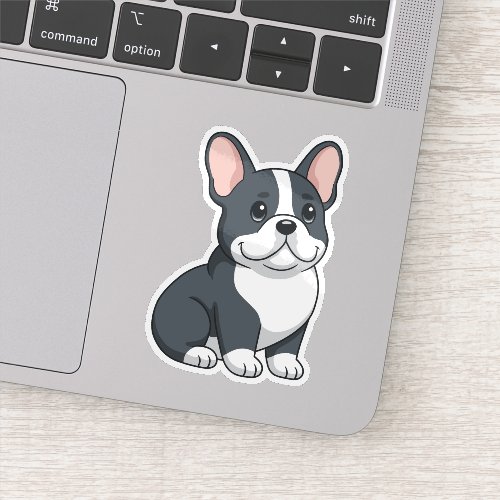 Cute French Black and White Bulldog Puppy Sticker