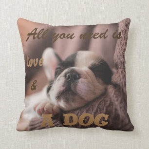 Cute french bulldog all you need is... throw pillow