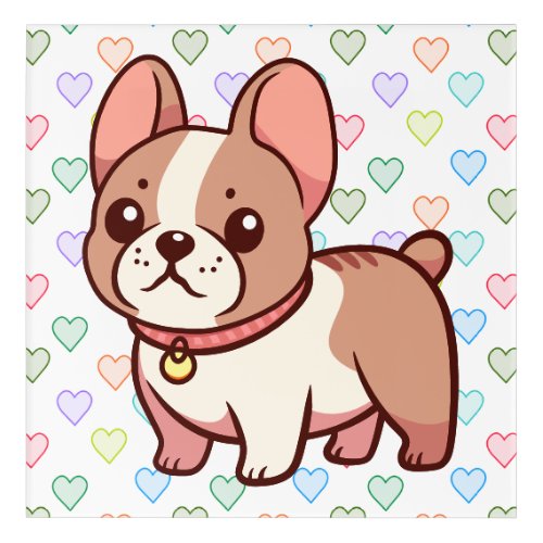 Cute French Bulldog And Hearts Acrylic Print